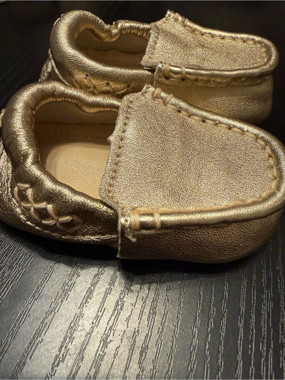 UGG Kids Metallic Gold Moccasin Slip-Ons